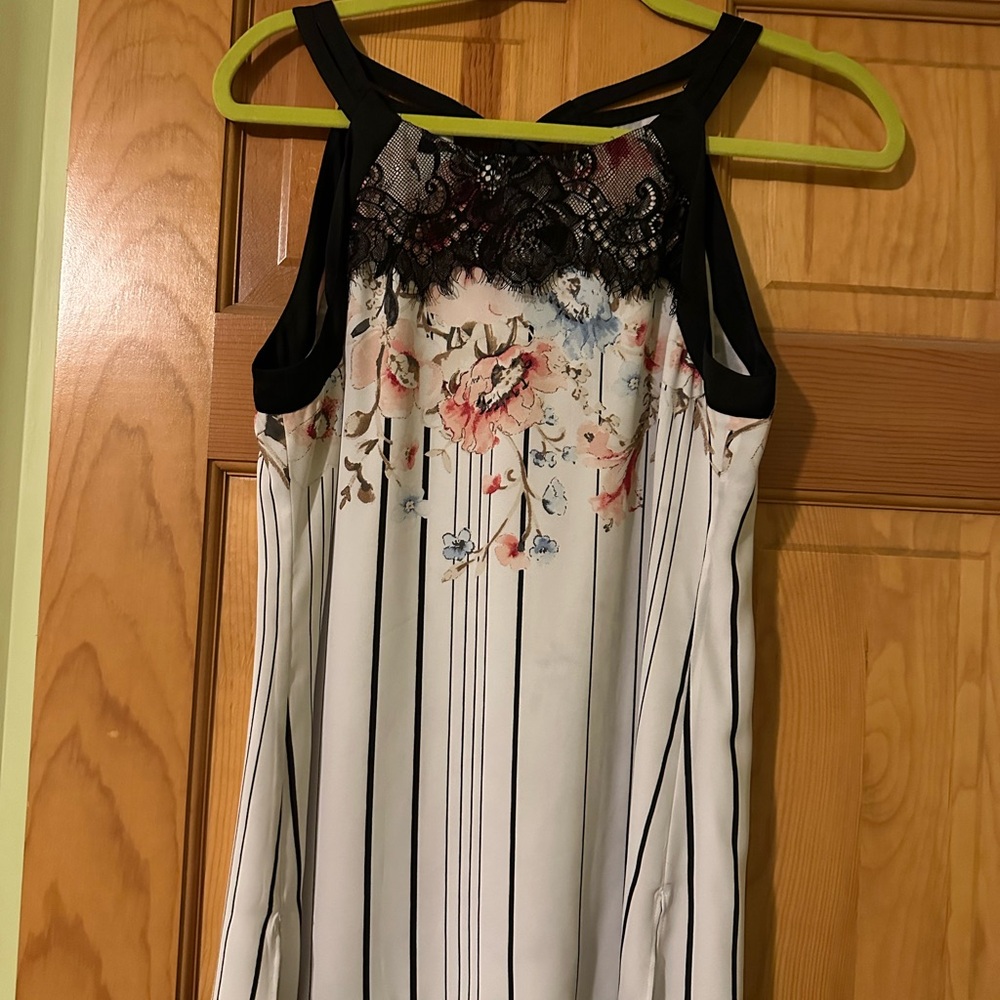 White House Black Market Strapless Floral Stripe Dress